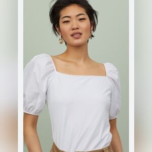 H&M White Puff Sleeve Top